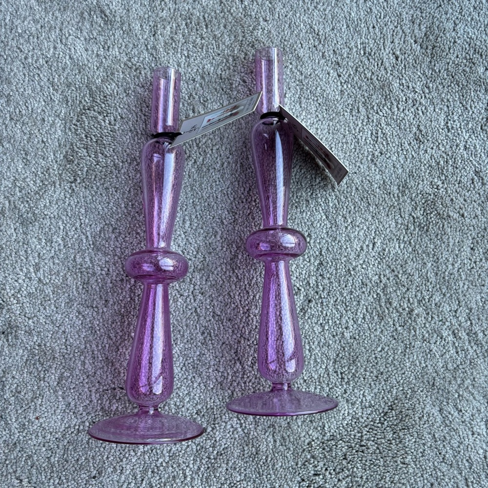Purple Taper Candle Holders